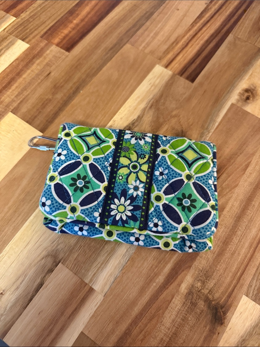 Vera Bradley Blue & Green Floral Quilted Wristlet Wallet